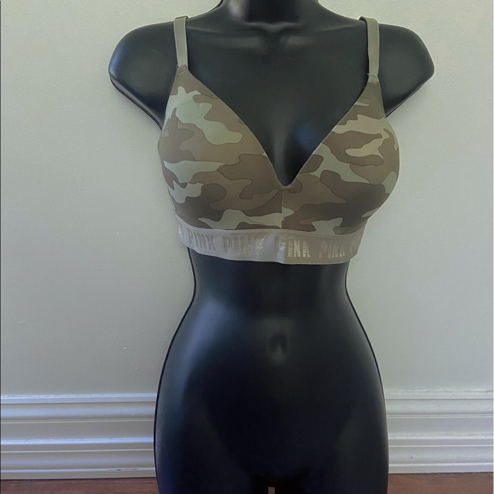 Pink VS Camo Tee Shirt Bra